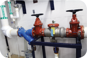 Photo: backflow preventer with two large red valves