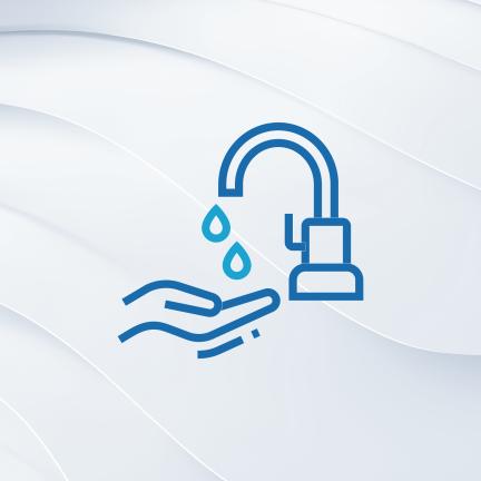 Graphic: an icon of a hand being washed under a faucet