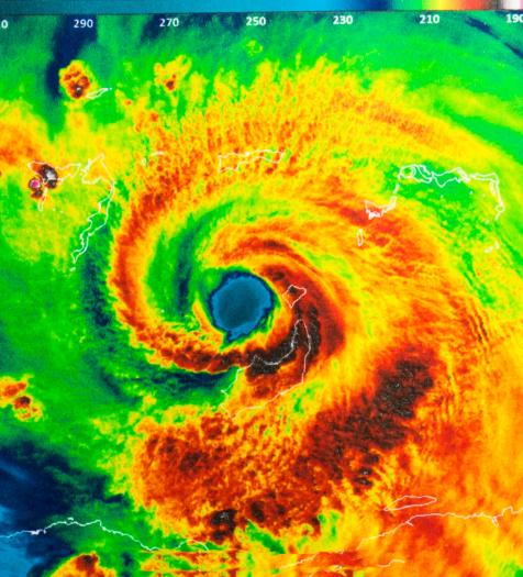 Photo: a doppler radar image of a large hurricane cloud